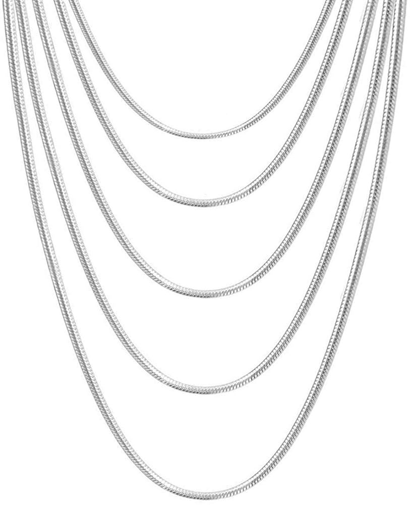 Zhx 3PCS/5PCS 925 Sterling Silver Snake Chains Necklaces 16